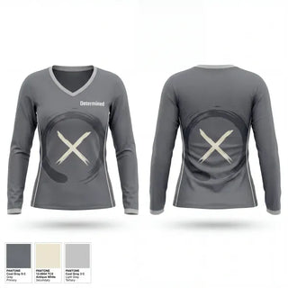 Womens Long Sleeve Vneck Shirt, Determined, Baseball, Teamtime, Team time, sublimation, custom sports apparel, team uniforms, spirit wear, spiritwear, sports uniforms, custom shirts, team store, custom team store, fundraiser sports, apparel fundraiser