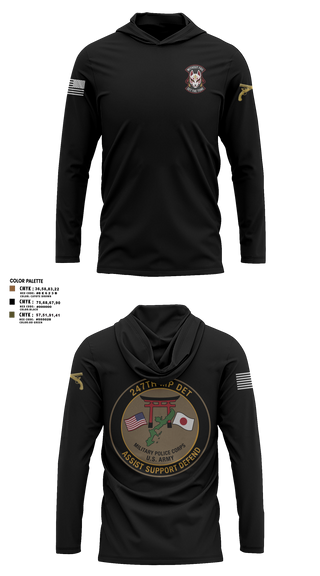 Long Sleeve Performance Shirt with hood, 247TH Military Police Detachment, Army, Teamtime, Team time, sublimation, custom sports apparel, team uniforms, spirit wear, spiritwear, sports uniforms, custom shirts, team store, custom team store, fundraiser sports, apparel fundraiser