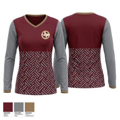 Princeton ISD Marshals Women's Long Sleeve V-neck Shirt - 1