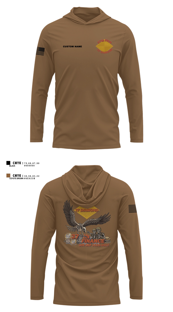 Long Sleeve hooded sunshirt, 37th FICO, Army, Teamtime, Team time, sublimation, custom sports apparel, team uniforms, spirit wear, spiritwear, sports uniforms, custom shirts, team store, custom team store, fundraiser sports, apparel fundraiser