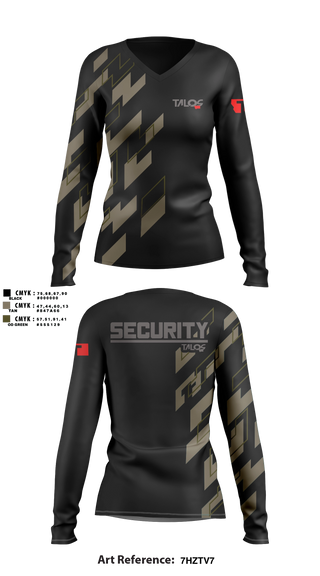 Womens Long Sleeve Vneck Shirt, Talos Security, , Teamtime, Team time, sublimation, custom sports apparel, team uniforms, spirit wear, spiritwear, sports uniforms, custom shirts, team store, custom team store, fundraiser sports, apparel fundraiser