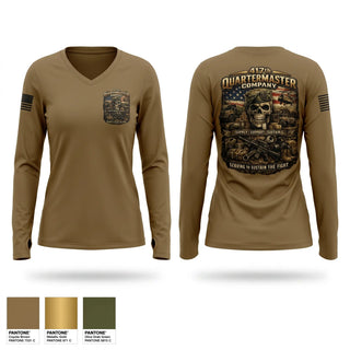 Womens Long Sleeve Vneck Shirt, 417th Quartermaster Company, Army, Teamtime, Team time, sublimation, custom sports apparel, team uniforms, spirit wear, spiritwear, sports uniforms, custom shirts, team store, custom team store, fundraiser sports, apparel fundraiser