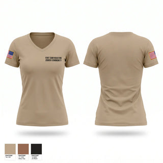 Womens Short Sleeve Vneck Shirt, Fort Sam Houston Jewish Community, Army, Teamtime, Team time, sublimation, custom sports apparel, team uniforms, spirit wear, spiritwear, sports uniforms, custom shirts, team store, custom team store, fundraiser sports, apparel fundraiser