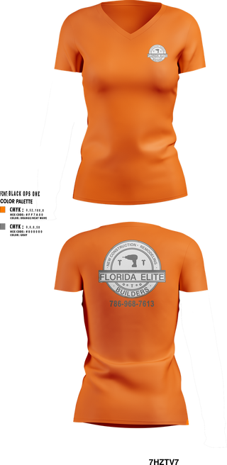 Womens Short Sleeve Vneck Shirt, Florida Elite Builders, , Teamtime, Team time, sublimation, custom sports apparel, team uniforms, spirit wear, spiritwear, sports uniforms, custom shirts, team store, custom team store, fundraiser sports, apparel fundraiser