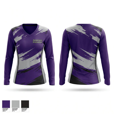 Dungeness Greywolves Women's Long Sleeve V-neck Shirt - 1