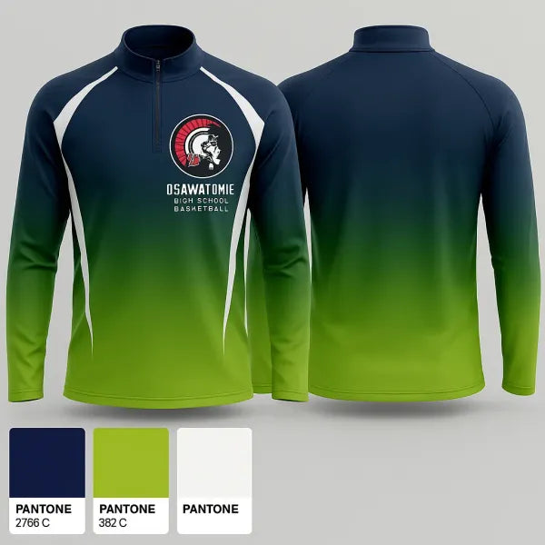 Quarter Zip Jacket, Osawatomie High School Basketball, Women's Basketball, Teamtime, Team time, sublimation, custom sports apparel, team uniforms, spirit wear, spiritwear, sports uniforms, custom shirts, team store, custom team store, fundraiser sports, apparel fundraiser