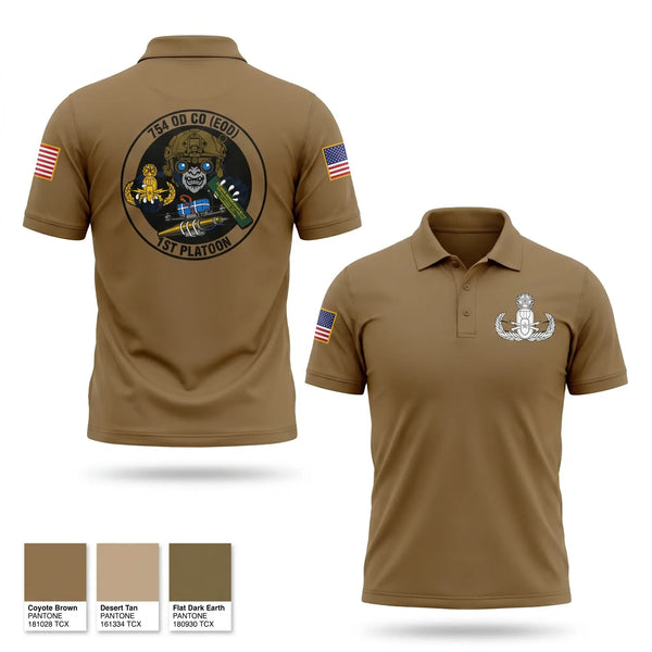 Short Sleeve Performance Polo, 1PLT 754th OD CO (EOD), Army, Teamtime, Team time, sublimation, custom sports apparel, team uniforms, spirit wear, spiritwear, sports uniforms, custom shirts, team store, custom team store, fundraiser sports, apparel fundraiser