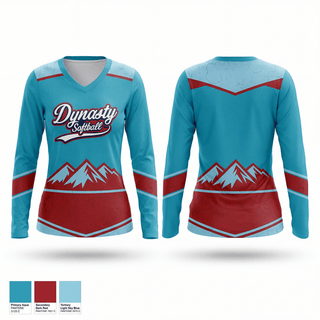 Womens Long Sleeve Vneck Shirt, Dynasty Elite Softball, Softball, Teamtime, Team time, sublimation, custom sports apparel, team uniforms, spirit wear, spiritwear, sports uniforms, custom shirts, team store, custom team store, fundraiser sports, apparel fundraiser