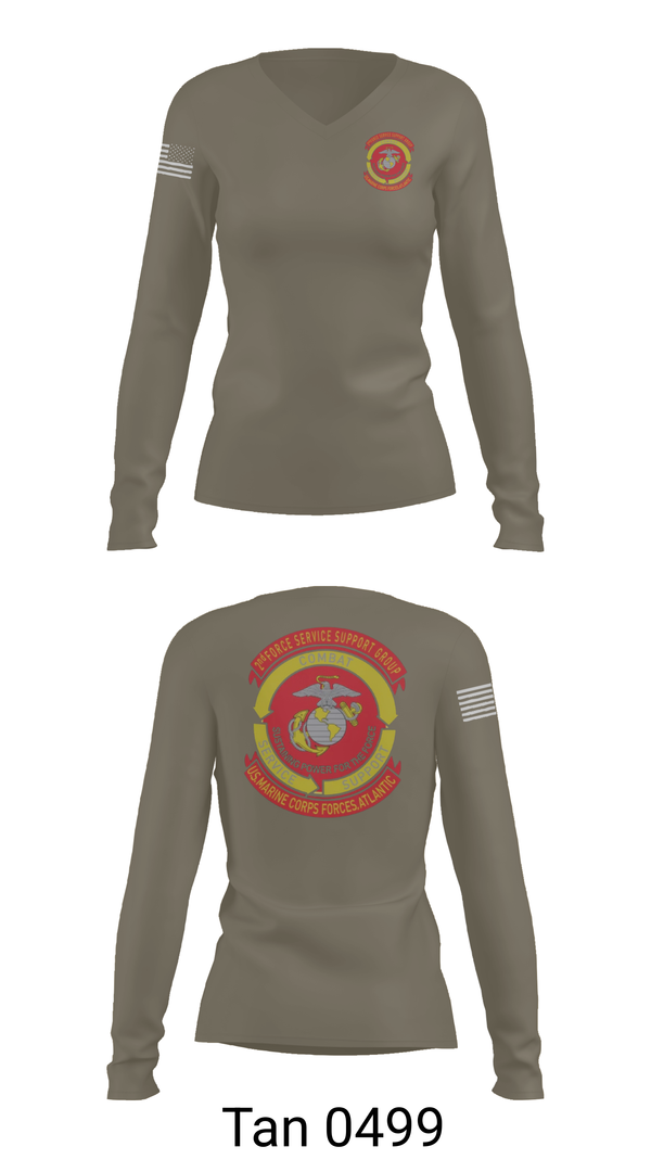 Womens Long Sleeve Vneck Shirt, Det ‘A’ 2nd FSSG, , Teamtime, Team time, sublimation, custom sports apparel, team uniforms, spirit wear, spiritwear, sports uniforms, custom shirts, team store, custom team store, fundraiser sports, apparel fundraiser