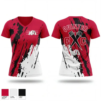 Quinter Bulldogs 74495795 Women's Short Sleeve V-neck Shirt - 1