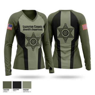 Womens Long Sleeve Vneck Shirt, Luzerne County Sheriff’s Department, Police, Teamtime, Team time, sublimation, custom sports apparel, team uniforms, spirit wear, spiritwear, sports uniforms, custom shirts, team store, custom team store, fundraiser sports, apparel fundraiser