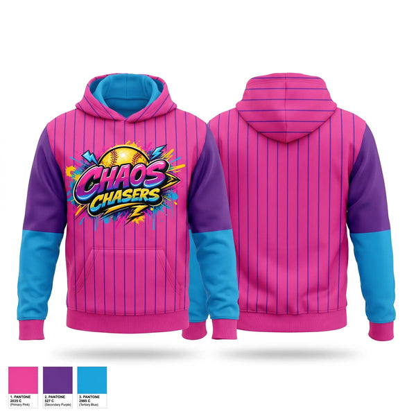 Hoodie, Chaos Chasers, Softball, Teamtime, Team time, sublimation, custom sports apparel, team uniforms, spirit wear, spiritwear, sports uniforms, custom shirts, team store, custom team store, fundraiser sports, apparel fundraiser