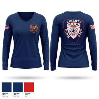 Womens Long Sleeve Vneck Shirt, LFD, Fire Department, Teamtime, Team time, sublimation, custom sports apparel, team uniforms, spirit wear, spiritwear, sports uniforms, custom shirts, team store, custom team store, fundraiser sports, apparel fundraiser