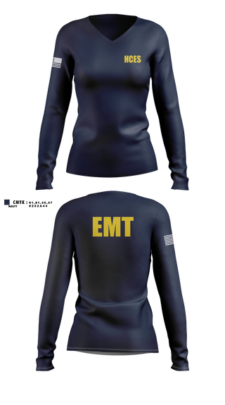 Womens Long Sleeve Vneck Shirt, Harrison County Emergency Squad, EMS/EMT, Teamtime, Team time, sublimation, custom sports apparel, team uniforms, spirit wear, spiritwear, sports uniforms, custom shirts, team store, custom team store, fundraiser sports, apparel fundraiser