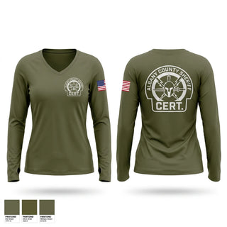 Womens Long Sleeve Vneck Shirt, Albany County Sheriff’s CERT, Police, Teamtime, Team time, sublimation, custom sports apparel, team uniforms, spirit wear, spiritwear, sports uniforms, custom shirts, team store, custom team store, fundraiser sports, apparel fundraiser
