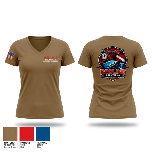Womens Short Sleeve Vneck Shirt, Redline Solutions LLC, Fire Department, Teamtime, Team time, sublimation, custom sports apparel, team uniforms, spirit wear, spiritwear, sports uniforms, custom shirts, team store, custom team store, fundraiser sports, apparel fundraiser