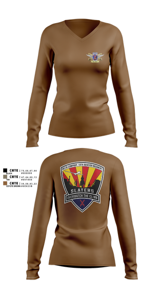 Womens Long Sleeve Vneck Shirt, 2-10 AHB Knighthawks, Army, Teamtime, Team time, sublimation, custom sports apparel, team uniforms, spirit wear, spiritwear, sports uniforms, custom shirts, team store, custom team store, fundraiser sports, apparel fundraiser