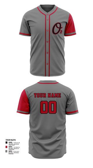 Full Button Baseball Jersey, Colorado Oxygen, Baseball, Teamtime, Team time, sublimation, custom sports apparel, team uniforms, spirit wear, spiritwear, sports uniforms, custom shirts, team store, custom team store, fundraiser sports, apparel fundraiser