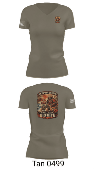 Womens Short Sleeve Vneck Shirt, VRA-J Okinawa, Army, Teamtime, Team time, sublimation, custom sports apparel, team uniforms, spirit wear, spiritwear, sports uniforms, custom shirts, team store, custom team store, fundraiser sports, apparel fundraiser