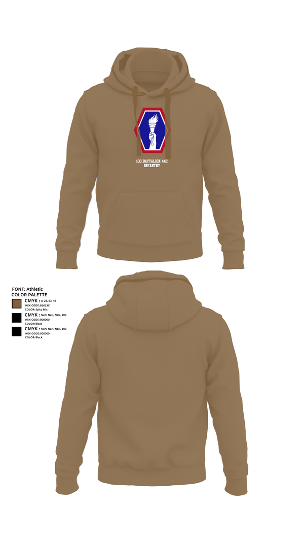 Hoodie, 100 Battalion 442 Infantry, Army, Teamtime, Team time, sublimation, custom sports apparel, team uniforms, spirit wear, spiritwear, sports uniforms, custom shirts, team store, custom team store, fundraiser sports, apparel fundraiser