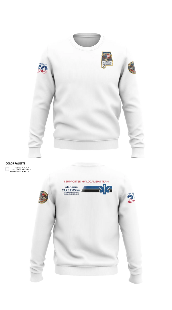 Crew Neck Sweatshirt, Alabama CARE EMS Inc., EMS/EMT, Teamtime, Team time, sublimation, custom sports apparel, team uniforms, spirit wear, spiritwear, sports uniforms, custom shirts, team store, custom team store, fundraiser sports, apparel fundraiser