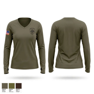 Womens Long Sleeve Vneck Shirt, P&P SRT, Police, Teamtime, Team time, sublimation, custom sports apparel, team uniforms, spirit wear, spiritwear, sports uniforms, custom shirts, team store, custom team store, fundraiser sports, apparel fundraiser