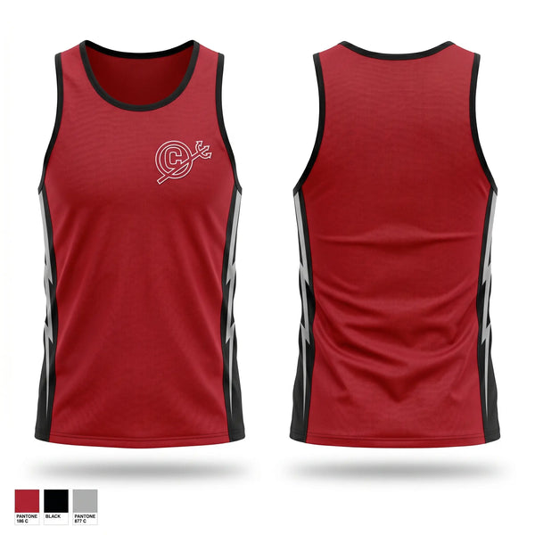 Mens Track Singlet, Clinton Red Devils, Track & Field, Teamtime, Team time, sublimation, custom sports apparel, team uniforms, spirit wear, spiritwear, sports uniforms, custom shirts, team store, custom team store, fundraiser sports, apparel fundraiser