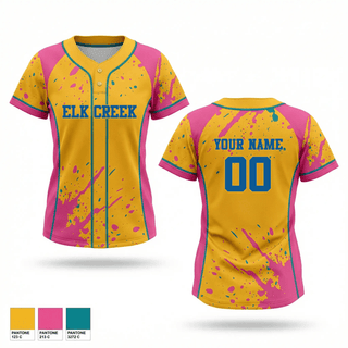 Two Button Softball Jersey, Elm Creek, Softball, Teamtime, Team time, sublimation, custom sports apparel, team uniforms, spirit wear, spiritwear, sports uniforms, custom shirts, team store, custom team store, fundraiser sports, apparel fundraiser