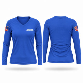 Womens Long Sleeve Vneck Shirt, Wallace Rural Fire Department, Fire Department, Teamtime, Team time, sublimation, custom sports apparel, team uniforms, spirit wear, spiritwear, sports uniforms, custom shirts, team store, custom team store, fundraiser sports, apparel fundraiser