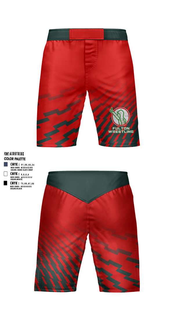Fight Shorts, Fulton, Wrestling, Teamtime, Team time, sublimation, custom sports apparel, team uniforms, spirit wear, spiritwear, sports uniforms, custom shirts, team store, custom team store, fundraiser sports, apparel fundraiser