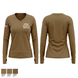 Womens Long Sleeve Vneck Shirt, 1/109th Infantry Mortars, National Guard, Teamtime, Team time, sublimation, custom sports apparel, team uniforms, spirit wear, spiritwear, sports uniforms, custom shirts, team store, custom team store, fundraiser sports, apparel fundraiser