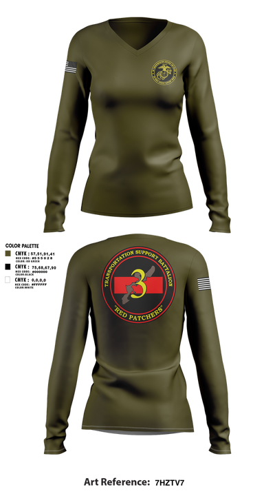 3rd TSB 79006876 Women's Long Sleeve V-neck Shirt - 1