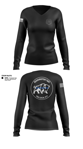 Womens Long Sleeve Vneck Shirt, PBA 317, Police, Teamtime, Team time, sublimation, custom sports apparel, team uniforms, spirit wear, spiritwear, sports uniforms, custom shirts, team store, custom team store, fundraiser sports, apparel fundraiser