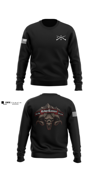 Crew Neck Sweatshirt, Ridgerunner 2-5 CAV, Army, Teamtime, Team time, sublimation, custom sports apparel, team uniforms, spirit wear, spiritwear, sports uniforms, custom shirts, team store, custom team store, fundraiser sports, apparel fundraiser