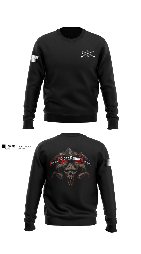 Crew Neck Sweatshirt, Ridgerunner 2-5 CAV, Army, Teamtime, Team time, sublimation, custom sports apparel, team uniforms, spirit wear, spiritwear, sports uniforms, custom shirts, team store, custom team store, fundraiser sports, apparel fundraiser