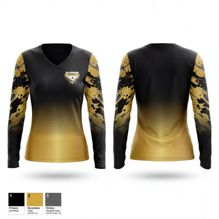 Womens Long Sleeve Vneck Shirt, Conroe Little League, Baseball, Teamtime, Team time, sublimation, custom sports apparel, team uniforms, spirit wear, spiritwear, sports uniforms, custom shirts, team store, custom team store, fundraiser sports, apparel fundraiser