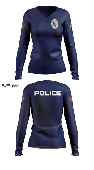 Womens Long Sleeve Vneck Shirt, Mount Pleasant Police Department, Police, Teamtime, Team time, sublimation, custom sports apparel, team uniforms, spirit wear, spiritwear, sports uniforms, custom shirts, team store, custom team store, fundraiser sports, apparel fundraiser