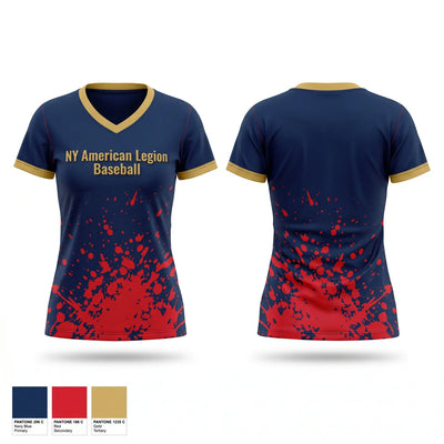 NY American Legion Baseball Women's Short Sleeve V-neck Shirt - 1