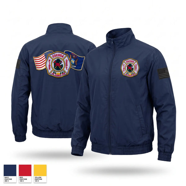 Windbreaker, Oscoda Fire Dept, Fire Department, Teamtime, Team time, sublimation, custom sports apparel, team uniforms, spirit wear, spiritwear, sports uniforms, custom shirts, team store, custom team store, fundraiser sports, apparel fundraiser