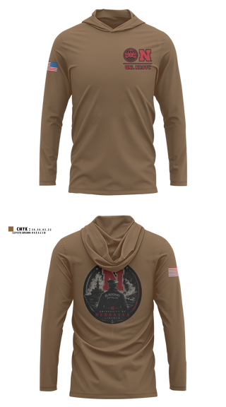 Long Sleeve Performance Shirt with hood, Blackshirt Battalion, Navy, Teamtime, Team time, sublimation, custom sports apparel, team uniforms, spirit wear, spiritwear, sports uniforms, custom shirts, team store, custom team store, fundraiser sports, apparel fundraiser