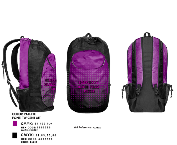Gear Bag, Simplicity Dance Team, Cheer, Teamtime, Team time, sublimation, custom sports apparel, team uniforms, spirit wear, spiritwear, sports uniforms, custom shirts, team store, custom team store, fundraiser sports, apparel fundraiser