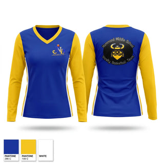 Womens Long Sleeve Vneck Shirt, JND University, Men's Basketball, Teamtime, Team time, sublimation, custom sports apparel, team uniforms, spirit wear, spiritwear, sports uniforms, custom shirts, team store, custom team store, fundraiser sports, apparel fundraiser