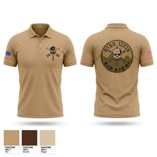 Short Sleeve Performance Polo, Bad Karma, Army, Teamtime, Team time, sublimation, custom sports apparel, team uniforms, spirit wear, spiritwear, sports uniforms, custom shirts, team store, custom team store, fundraiser sports, apparel fundraiser