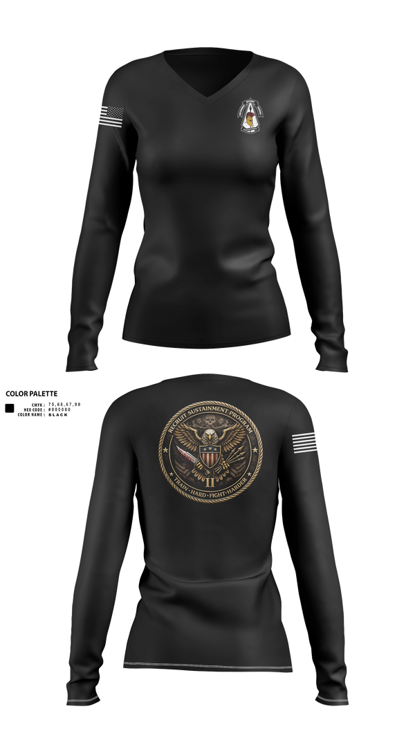 Womens Long Sleeve Vneck Shirt, RSP 2, Army, Teamtime, Team time, sublimation, custom sports apparel, team uniforms, spirit wear, spiritwear, sports uniforms, custom shirts, team store, custom team store, fundraiser sports, apparel fundraiser