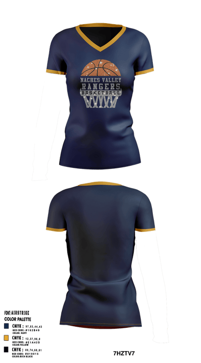 Naches Valley Ranger Basketball Women's Short Sleeve V-neck Shirt - 2