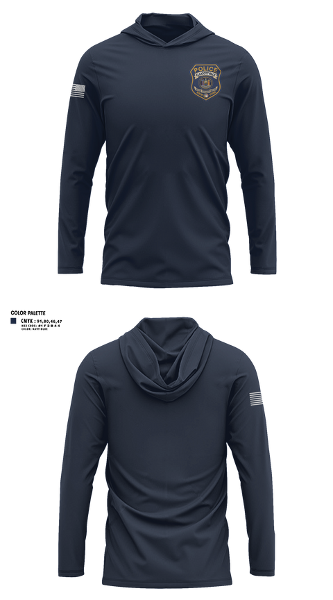 Long Sleeve Performance Shirt with hood, Ellicottville Police Department, Police, Teamtime, Team time, sublimation, custom sports apparel, team uniforms, spirit wear, spiritwear, sports uniforms, custom shirts, team store, custom team store, fundraiser sports, apparel fundraiser