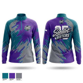 Quarter Zip Jacket, Sandlot Sisters, Softball, Teamtime, Team time, sublimation, custom sports apparel, team uniforms, spirit wear, spiritwear, sports uniforms, custom shirts, team store, custom team store, fundraiser sports, apparel fundraiser