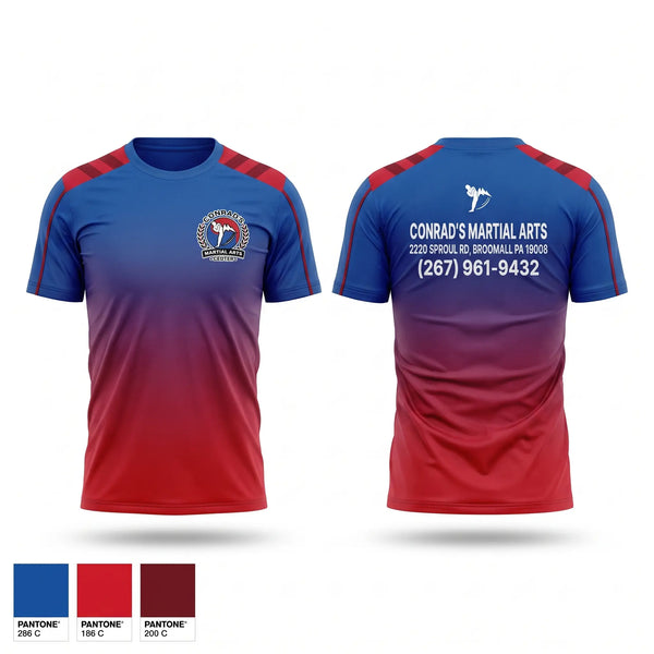 Short Sleeve Performance Shirt, Conrad’s Martial Arts Center, Spirit Store, Teamtime, Team time, sublimation, custom sports apparel, team uniforms, spirit wear, spiritwear, sports uniforms, custom shirts, team store, custom team store, fundraiser sports, apparel fundraiser