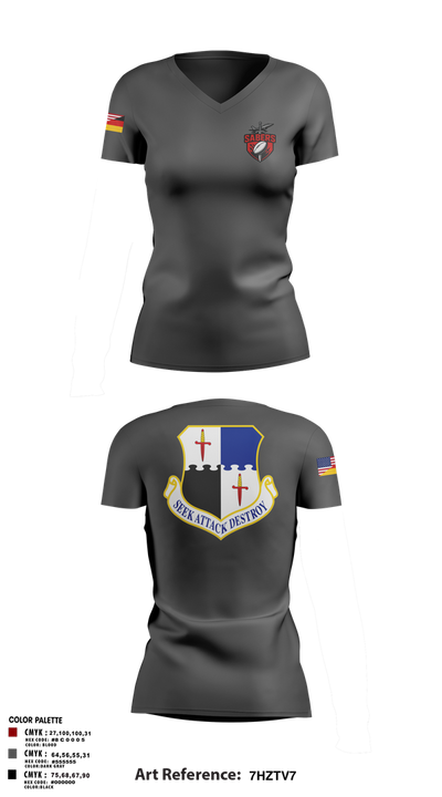 Saber Rugby 88389897 Women's Short Sleeve V-neck Shirt - 2