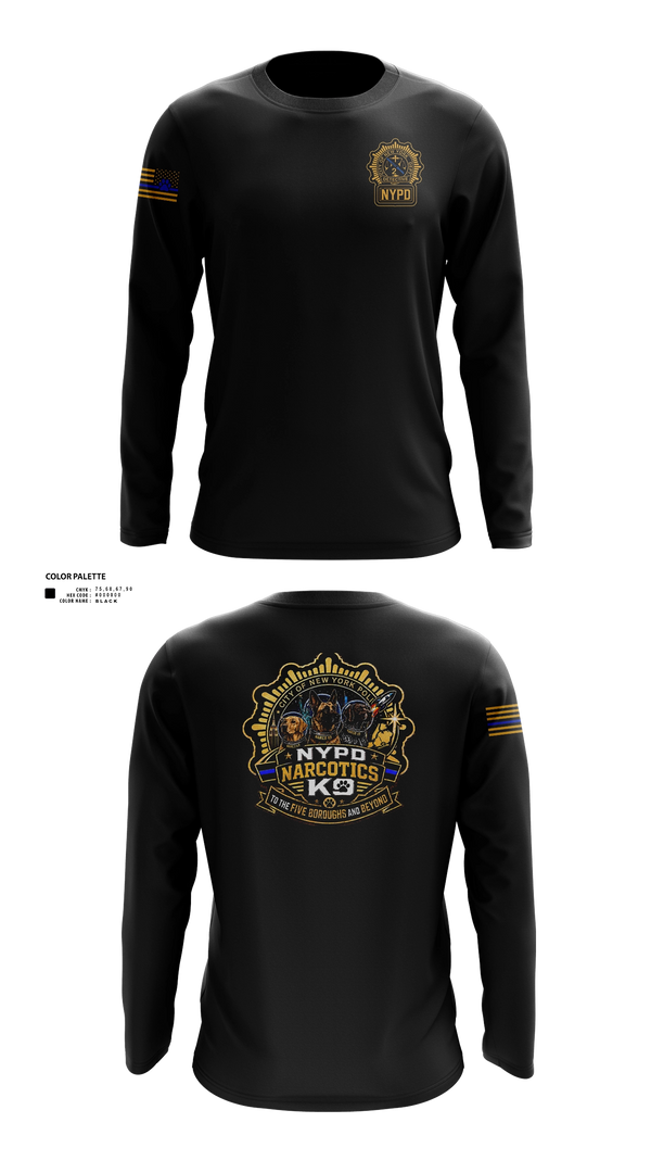 Long Sleeve Performance Shirt, NYPD NARCOTICS K9, Police, Teamtime, Team time, sublimation, custom sports apparel, team uniforms, spirit wear, spiritwear, sports uniforms, custom shirts, team store, custom team store, fundraiser sports, apparel fundraiser